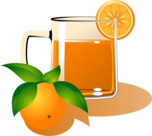 a glass of cold orange juice